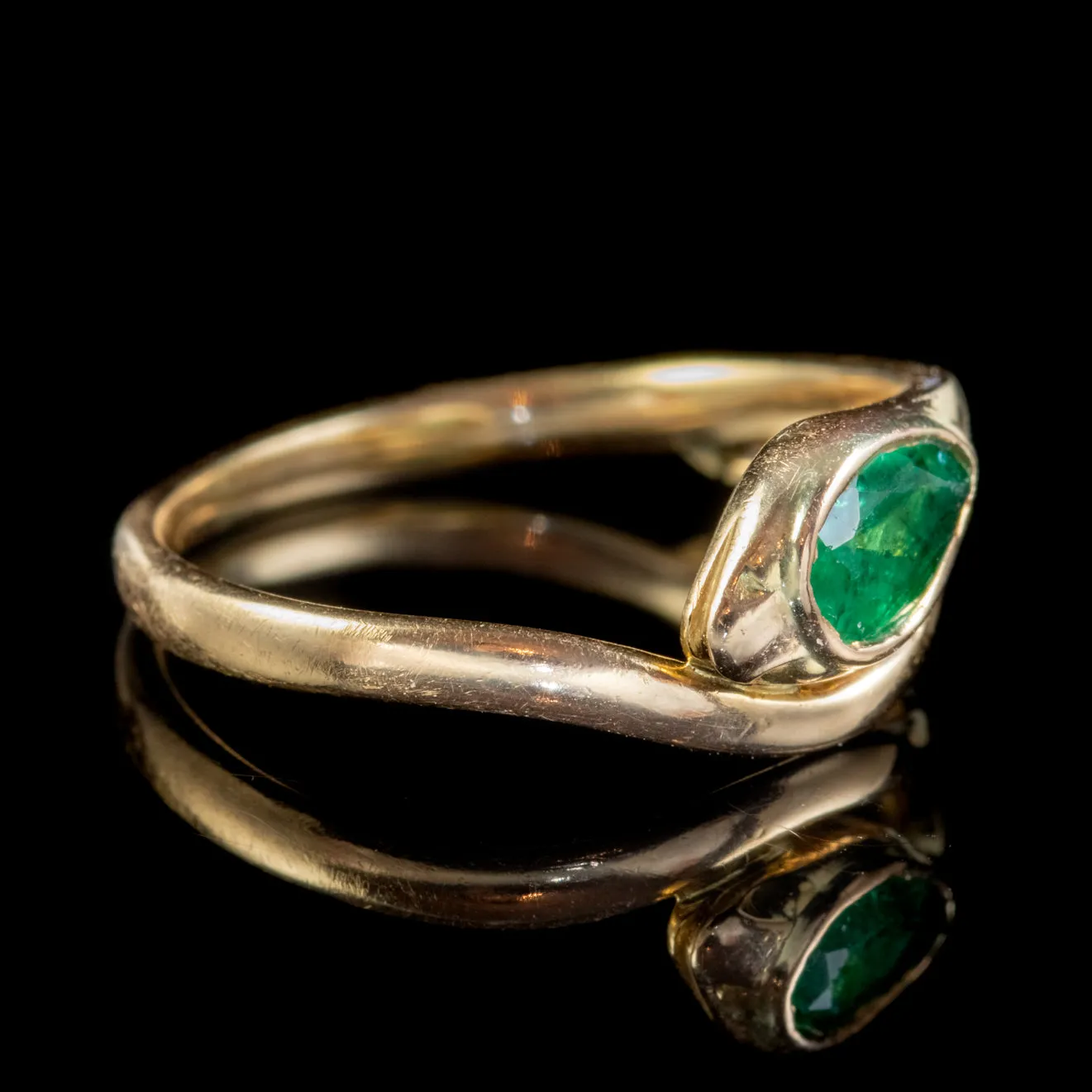 Antique French Emerald Snake Ring 18ct Gold 0.60ct Emerald Circa 1900