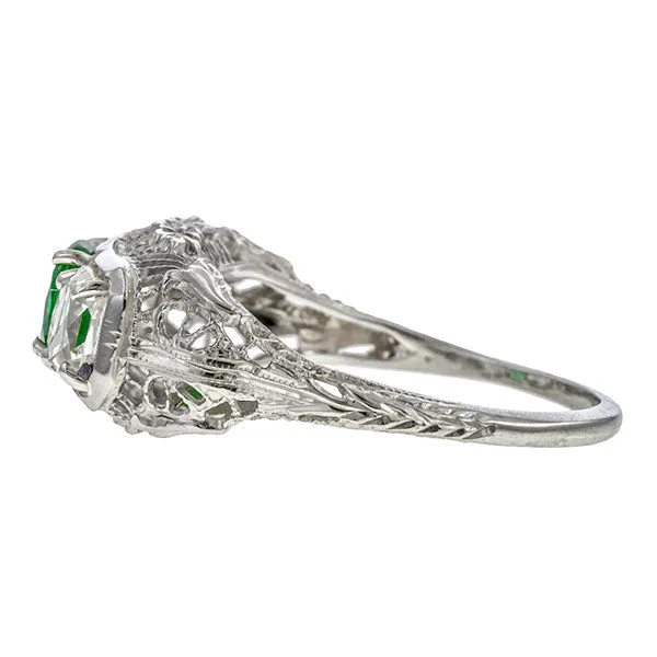 Art Deco Emerald & Diamond Ring, 0.59ct.