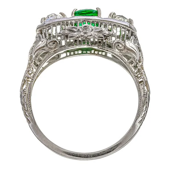 Art Deco Emerald & Diamond Ring, 0.59ct.