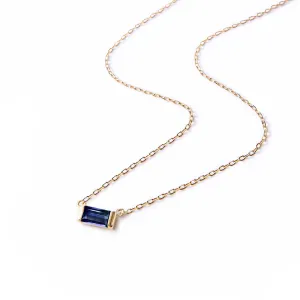 Baguette Gemstone Necklace Blue Sapphire