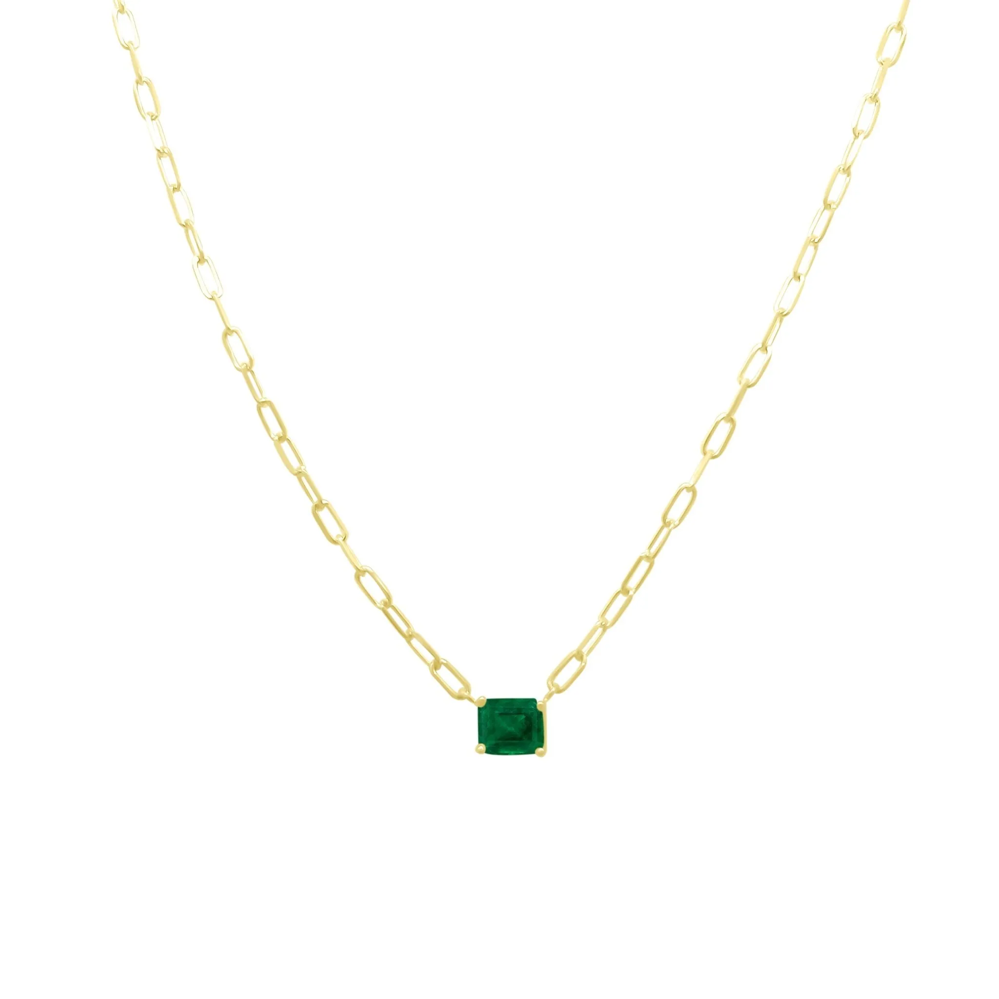 Basket Set Emerald Mini Paper Clip Necklace