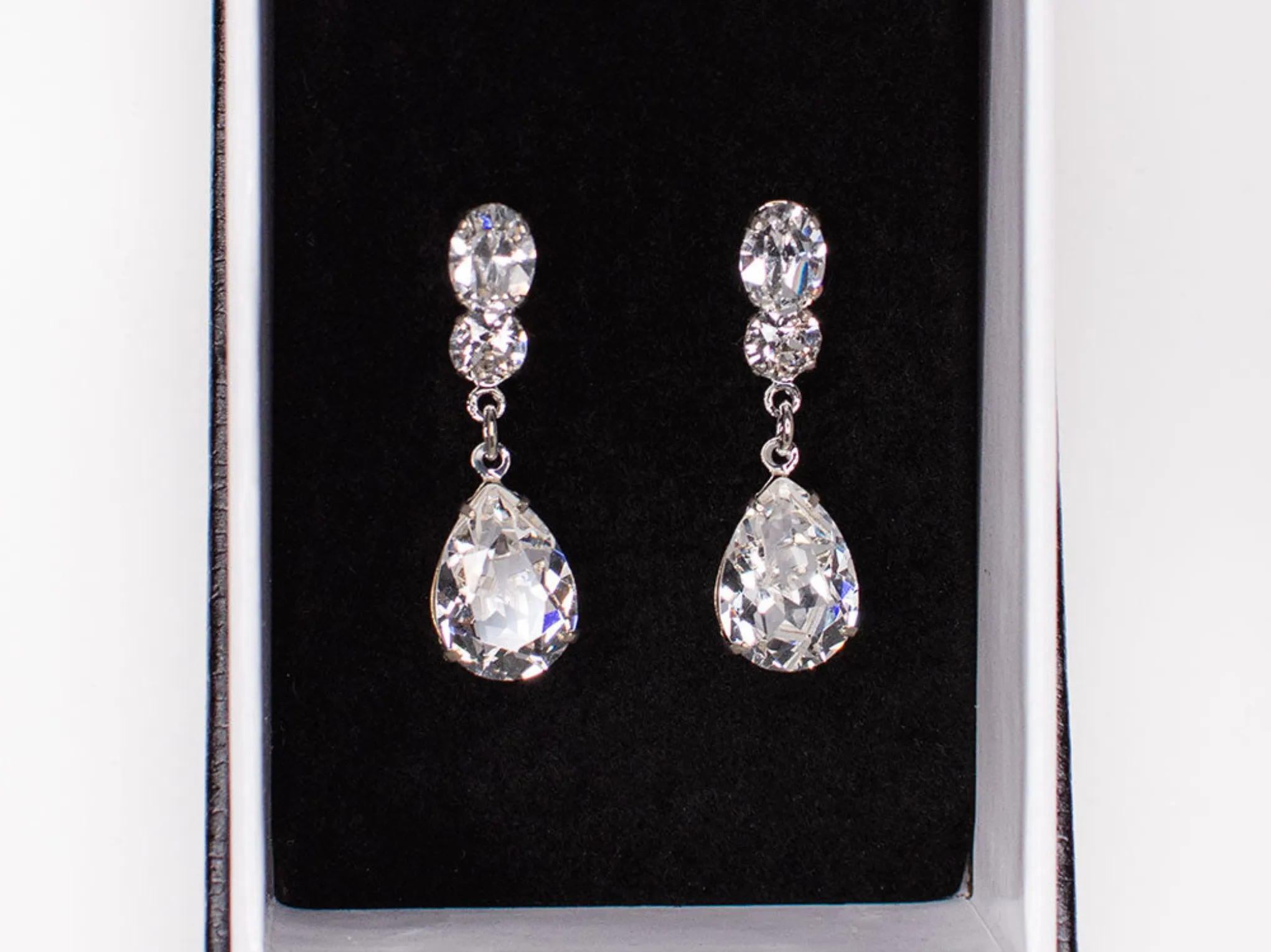 Bianca - Swarovski Crystal Pear Drop Bridal Earrings