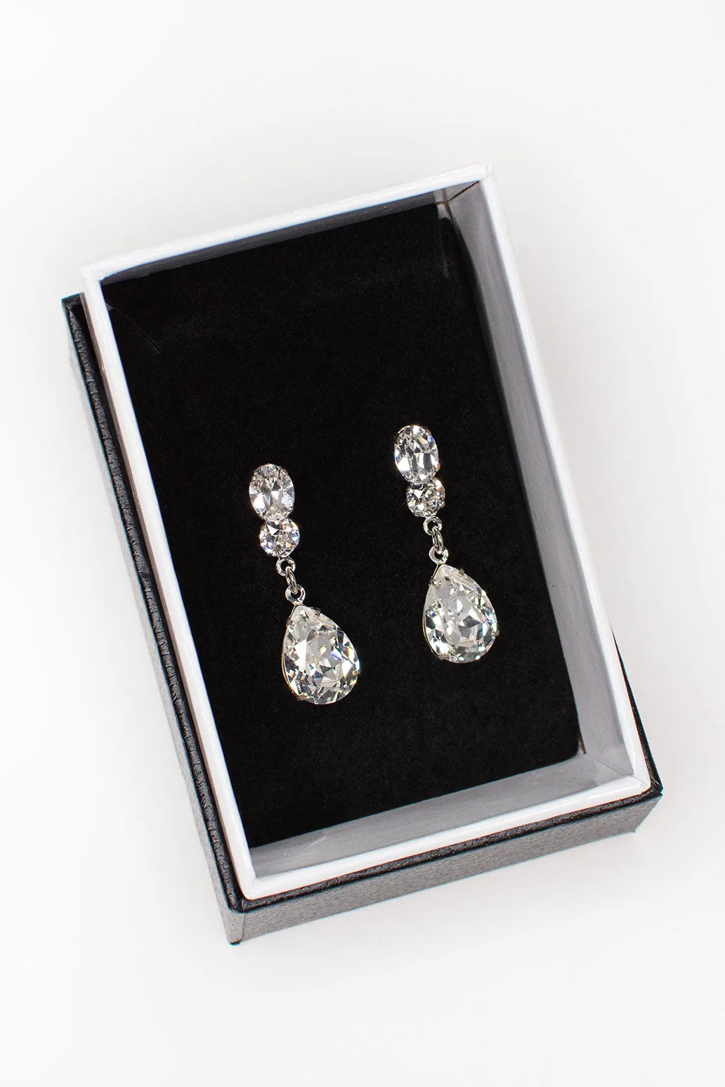 Bianca - Swarovski Crystal Pear Drop Bridal Earrings