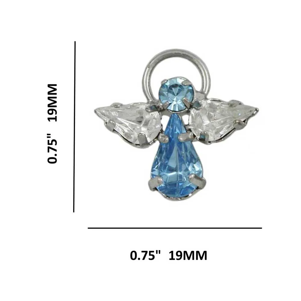 Blue Crystal Angel with Clear Wings Clip Earring - PRF432EC