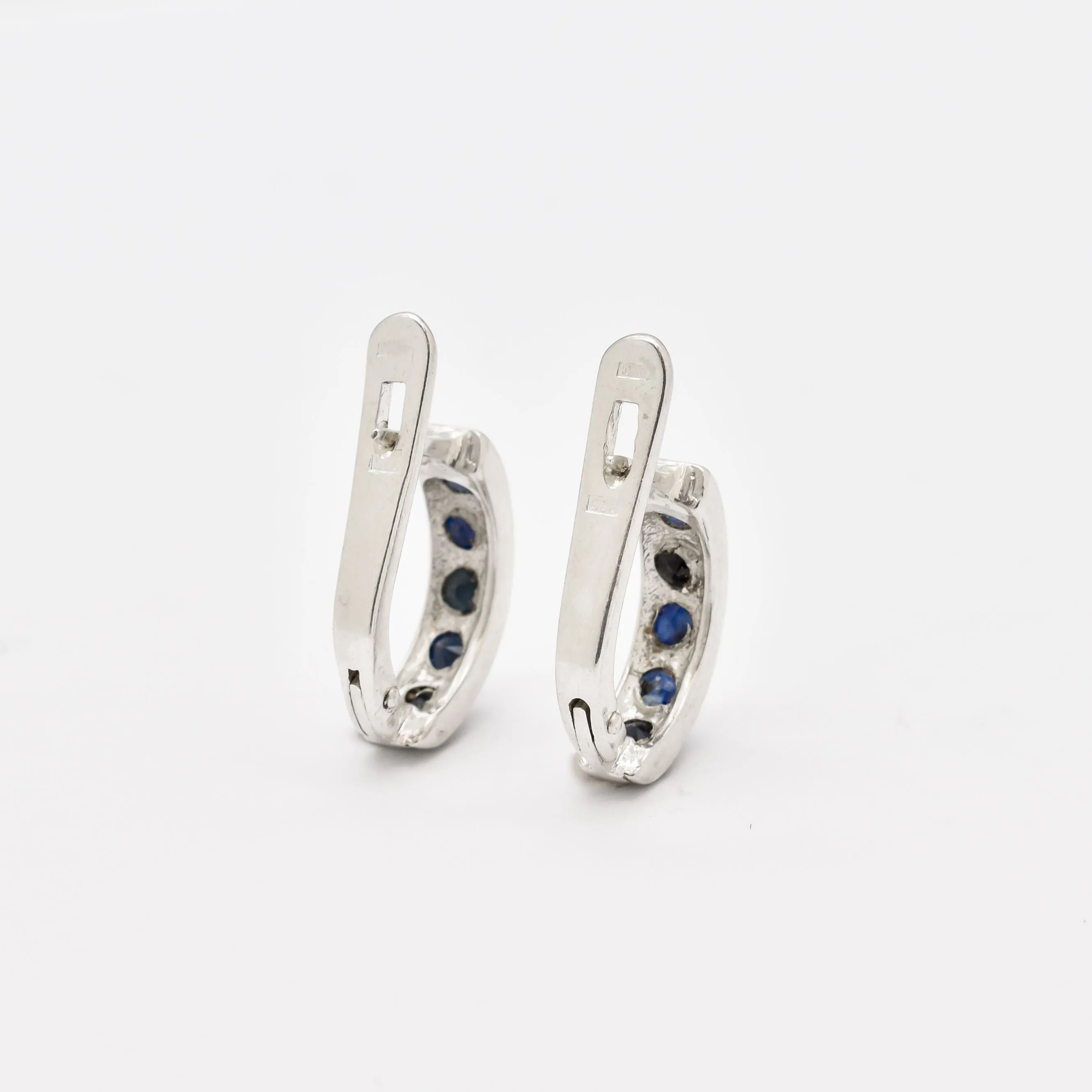 Blue Hoops Earrings - Natural Sapphire Earrings, Dainty Hoops Earrings