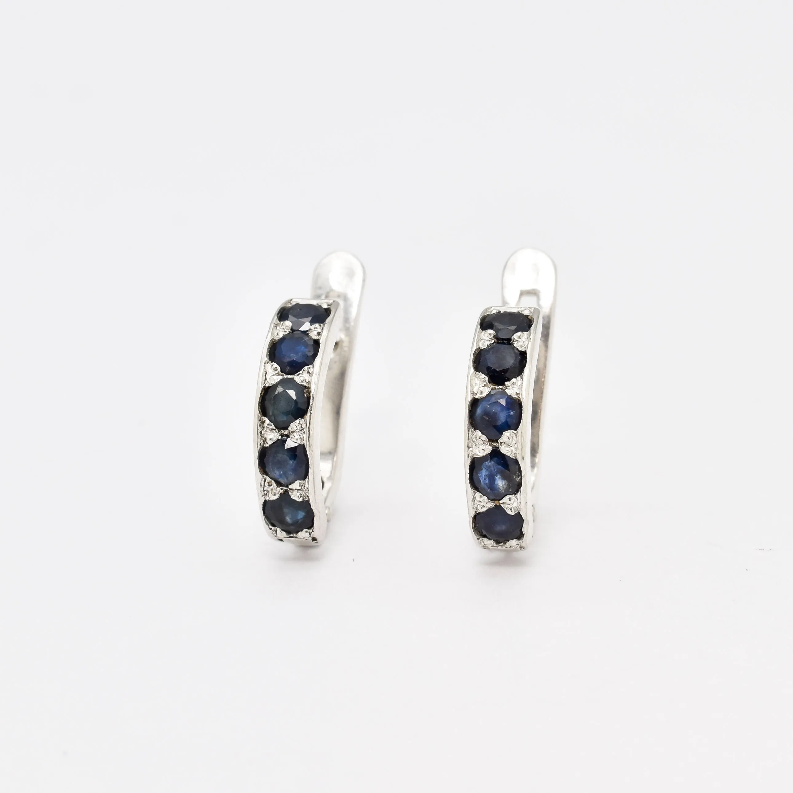 Blue Hoops Earrings - Natural Sapphire Earrings, Dainty Hoops Earrings