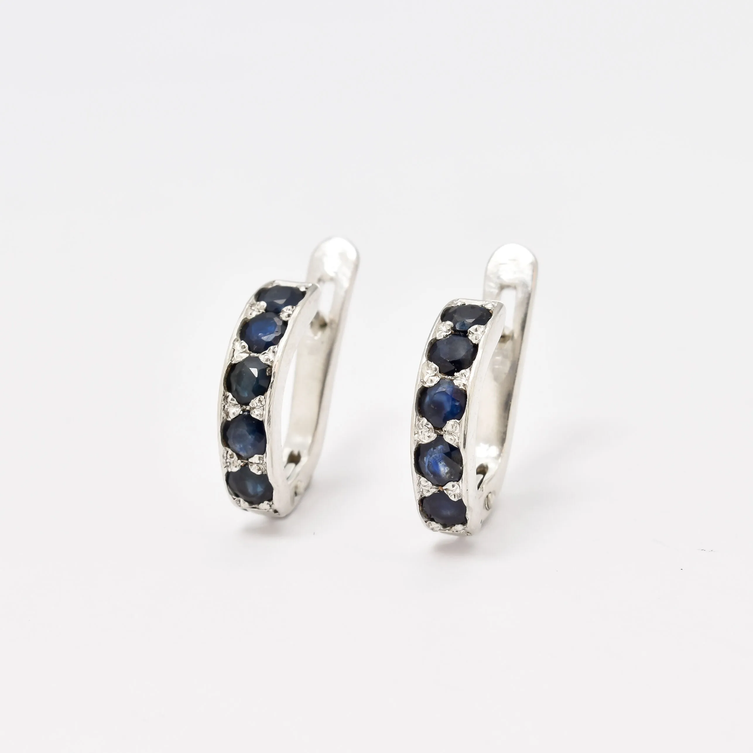 Blue Hoops Earrings - Natural Sapphire Earrings, Dainty Hoops Earrings