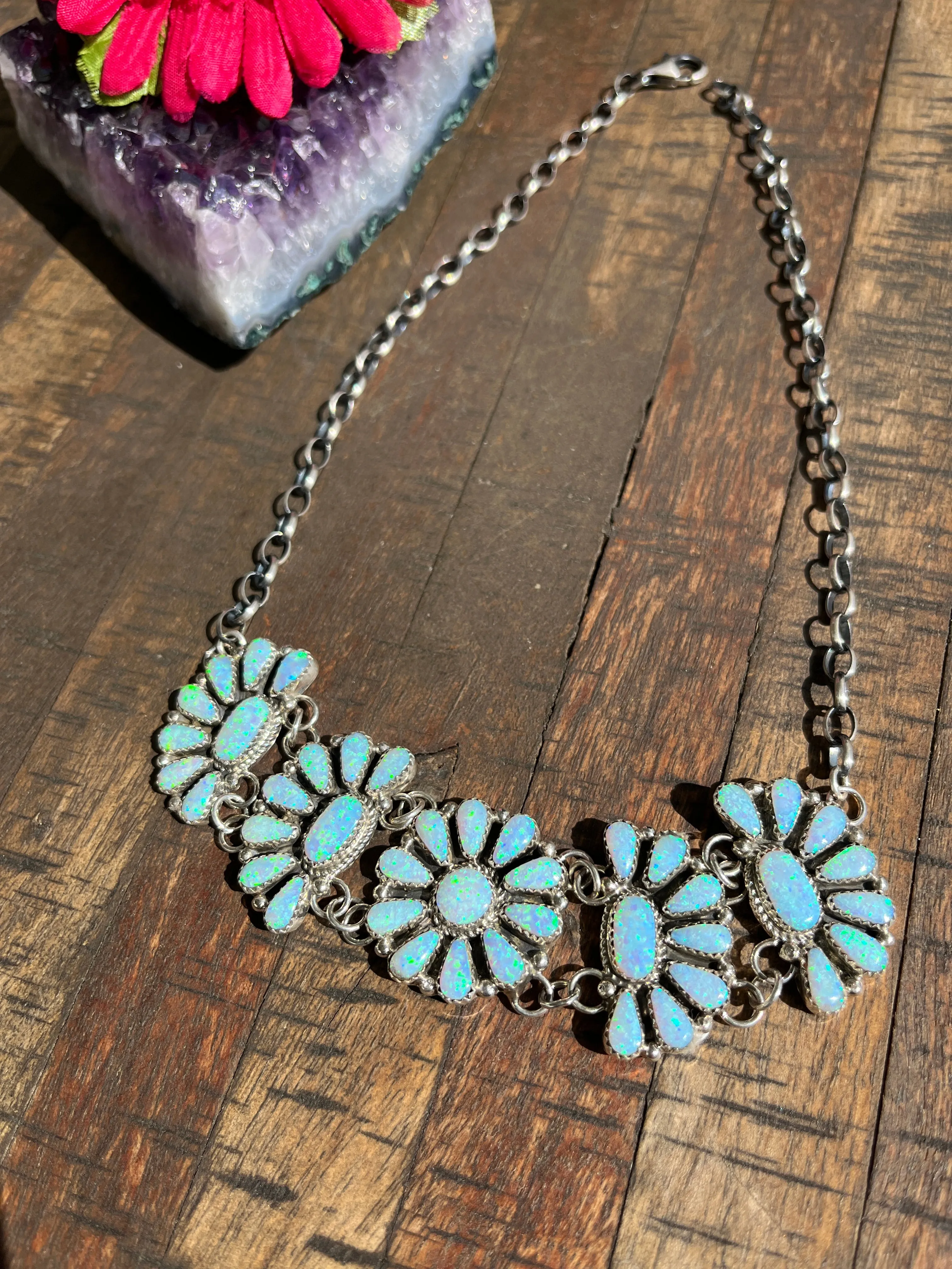 Blue Opal Cluster Choker