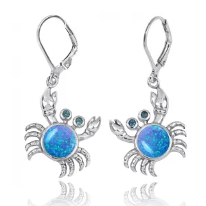 Blue Opal Crab Earrings - Miami