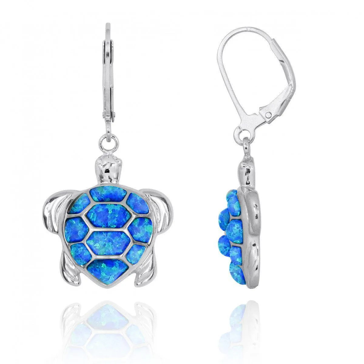 Blue Opal Sea Turtle Earrings