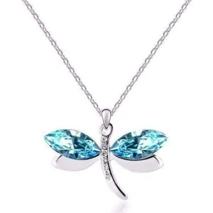 Blue Winged Austrian Crystal Dragonfly Necklace