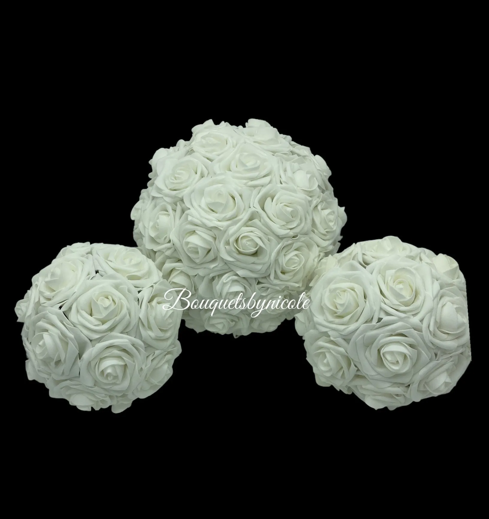 CAS02~ Cascading Waterfall Emerald Green White Real Touch Roses Brooch Bouquet