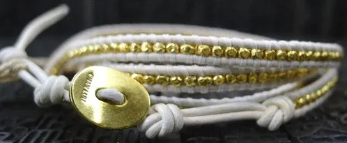 Chan Luu White Wrap Bracelet with Gold Vermeil Beads