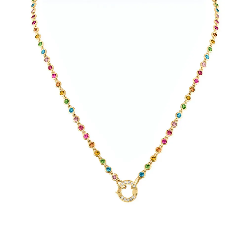 Closure Open Front Bezel Set Gemstone Necklace