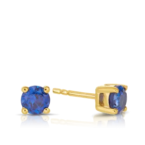 Created Sapphire Round Stud Earrings in 9ct Yellow Gold