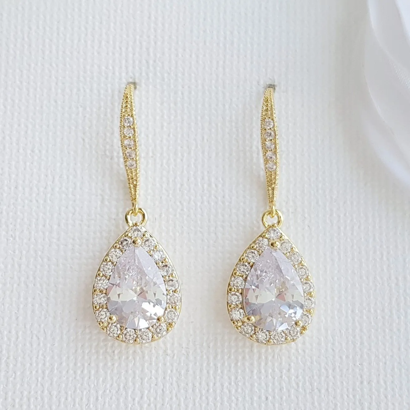 Crystal Dangle Earrings in Rose Gold-Emma