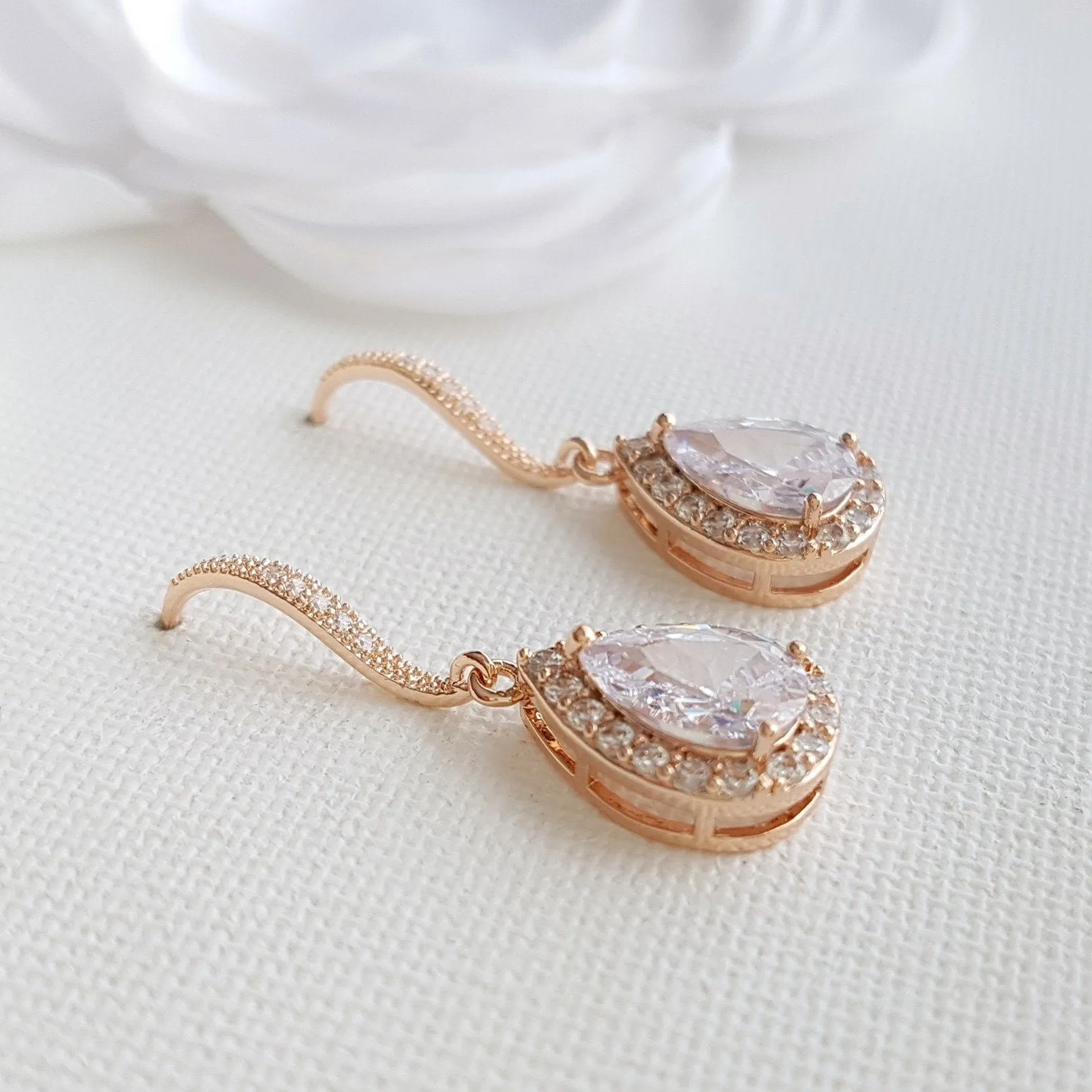 Crystal Dangle Earrings in Rose Gold-Emma