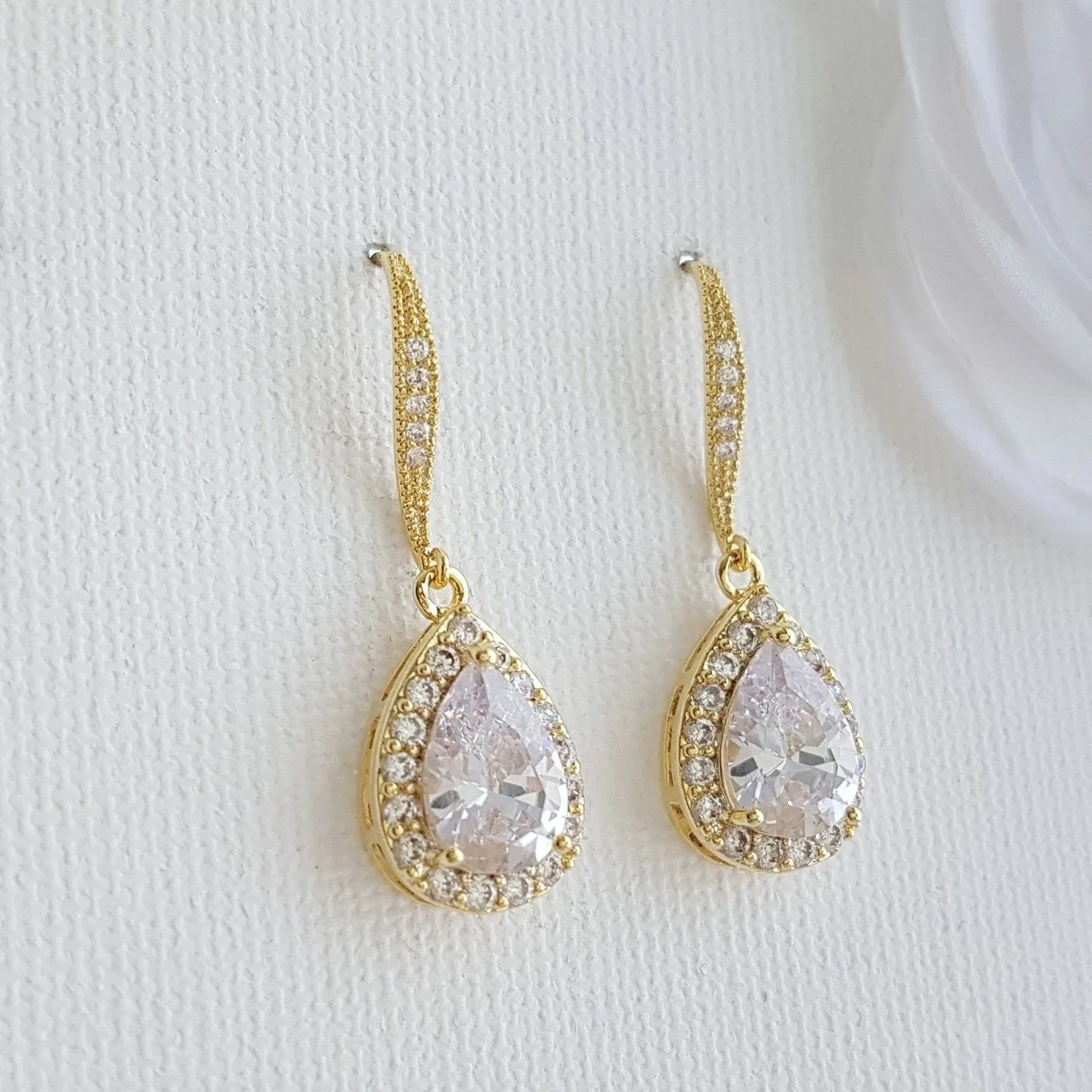 Crystal Dangle Earrings in Rose Gold-Emma