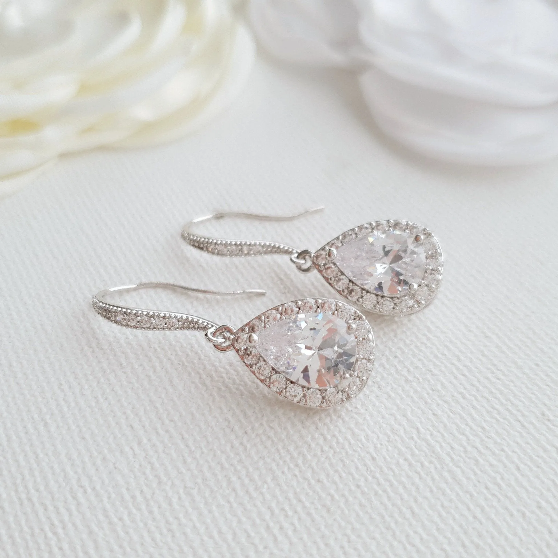 Crystal Dangle Earrings in Rose Gold-Emma