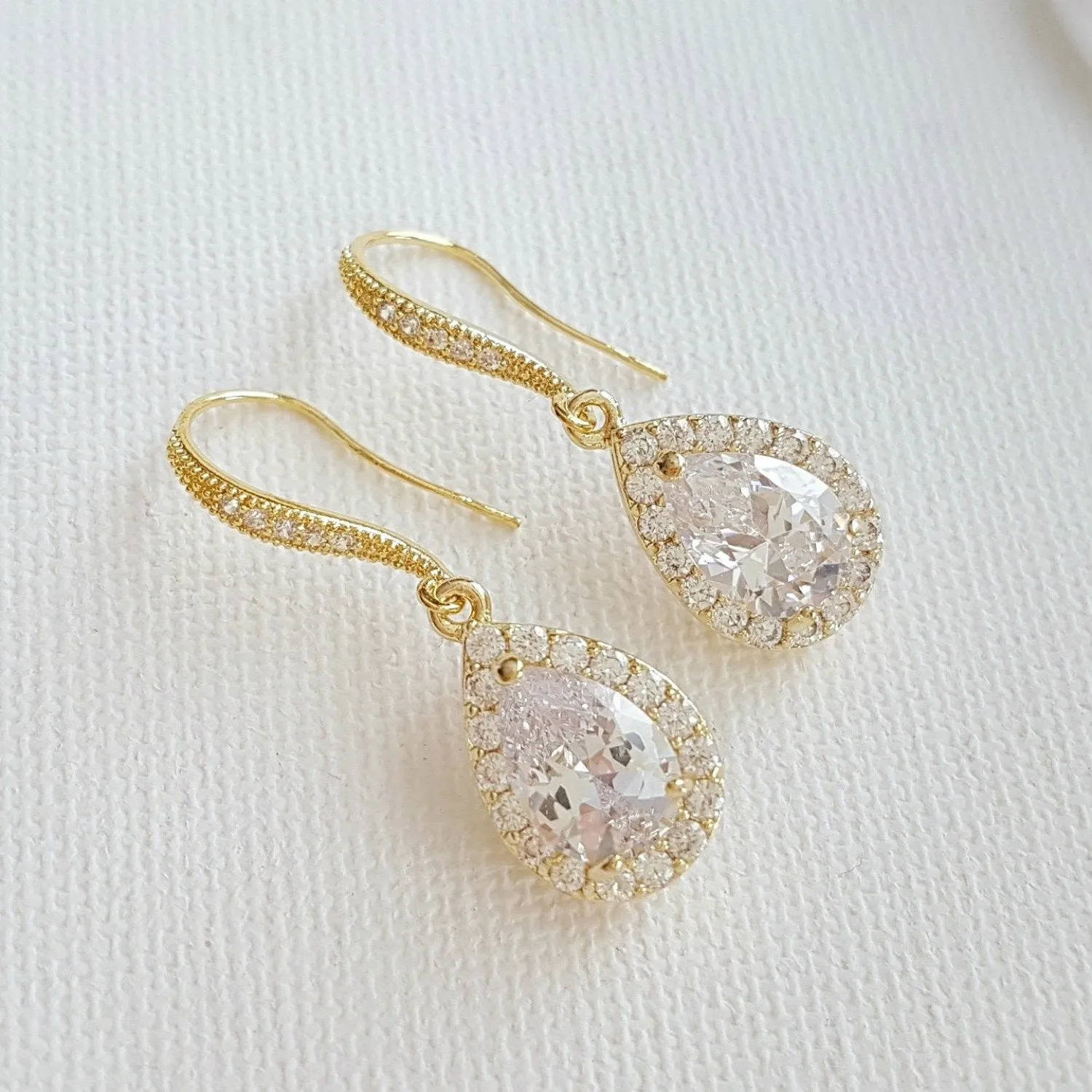 Crystal Dangle Earrings in Rose Gold-Emma