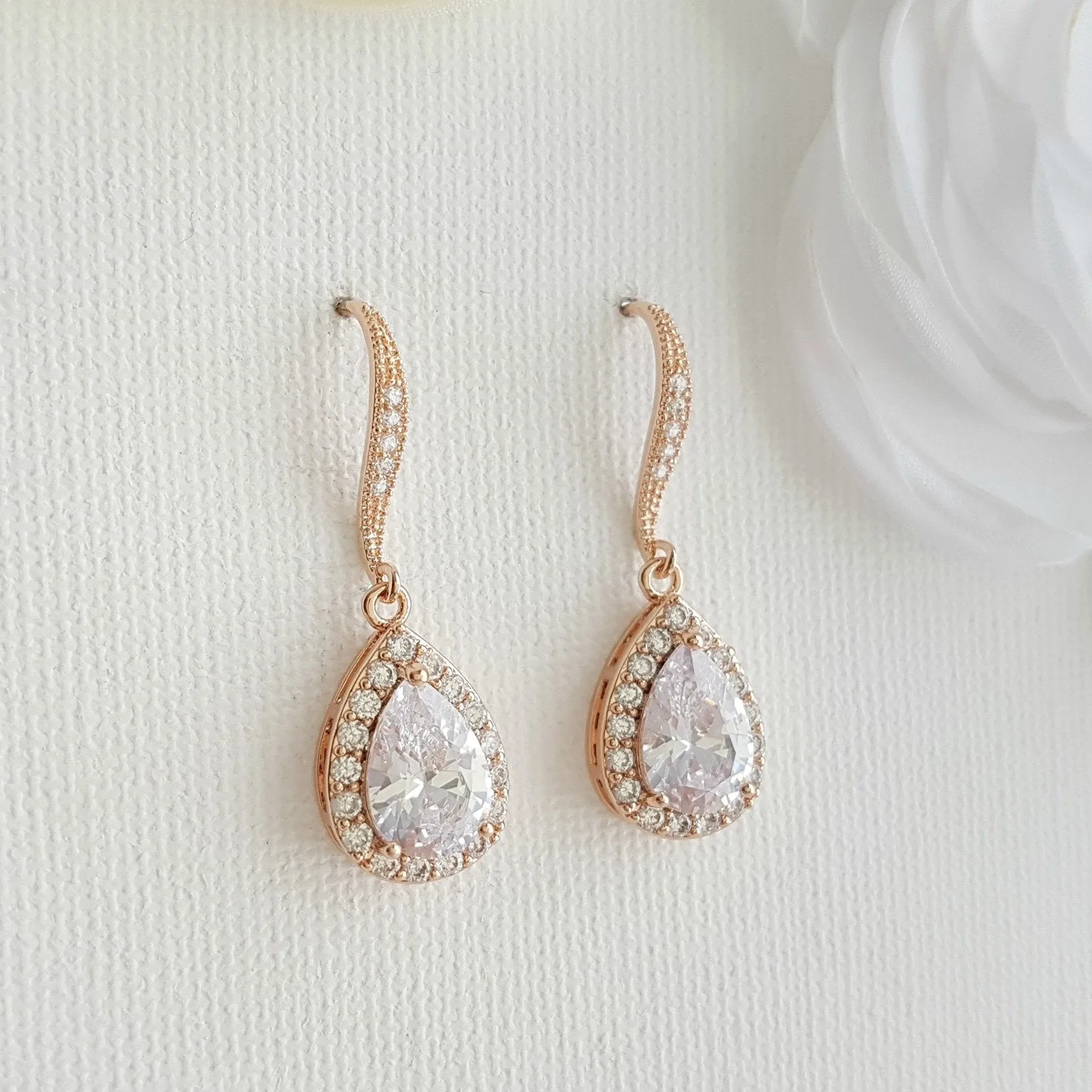 Crystal Dangle Earrings in Rose Gold-Emma