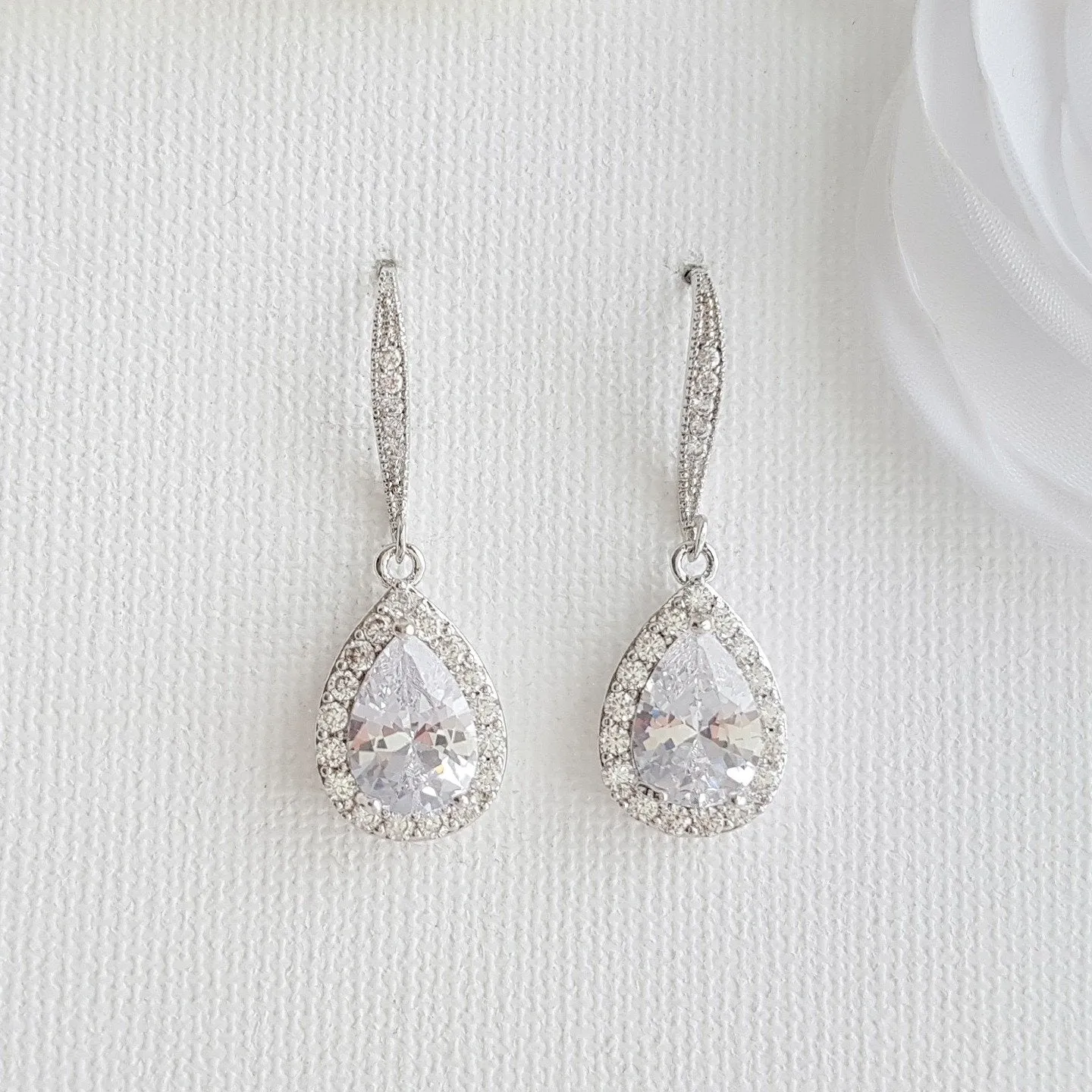 Crystal Dangle Earrings in Rose Gold-Emma