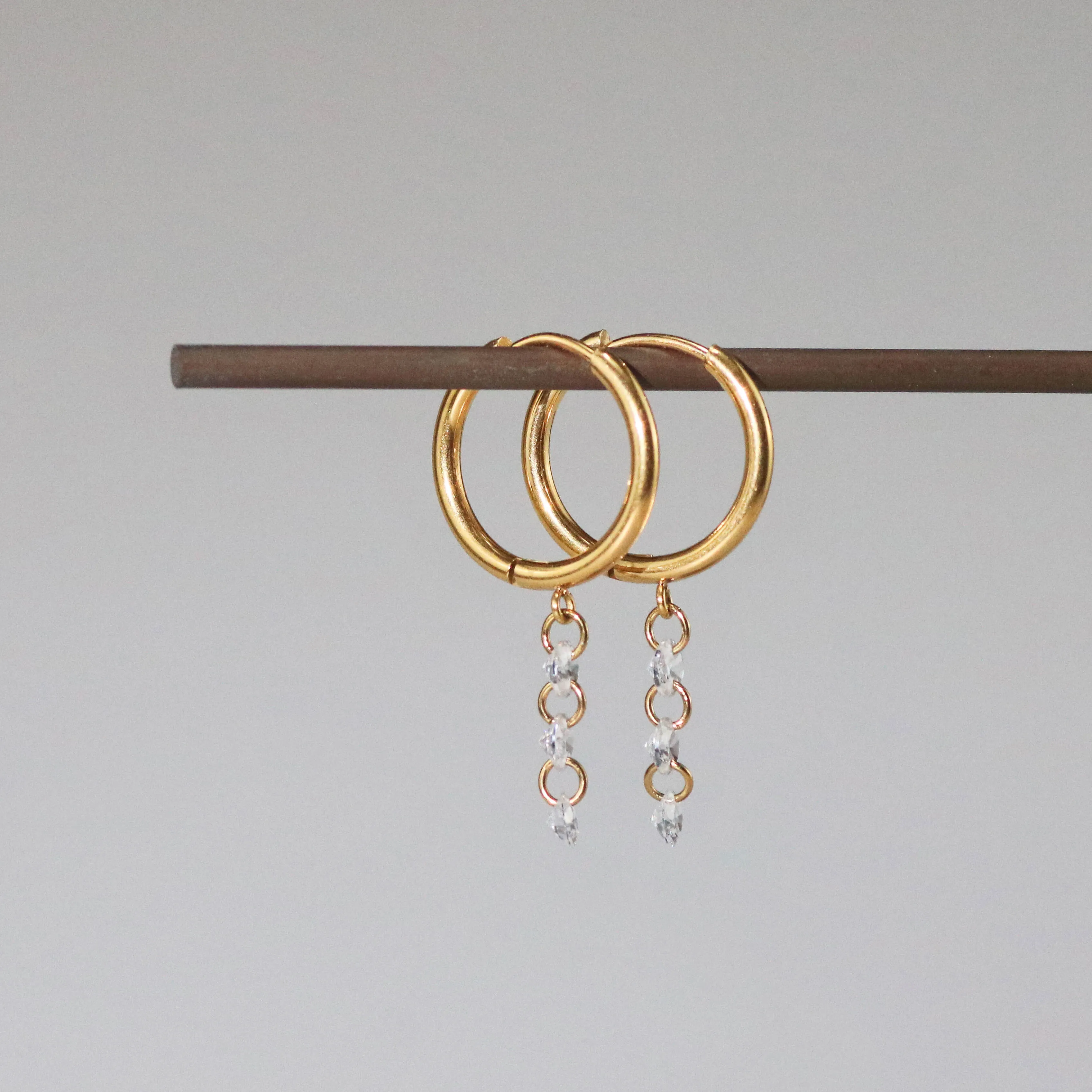 Crystal Drop Hoop Earrings-Tamera