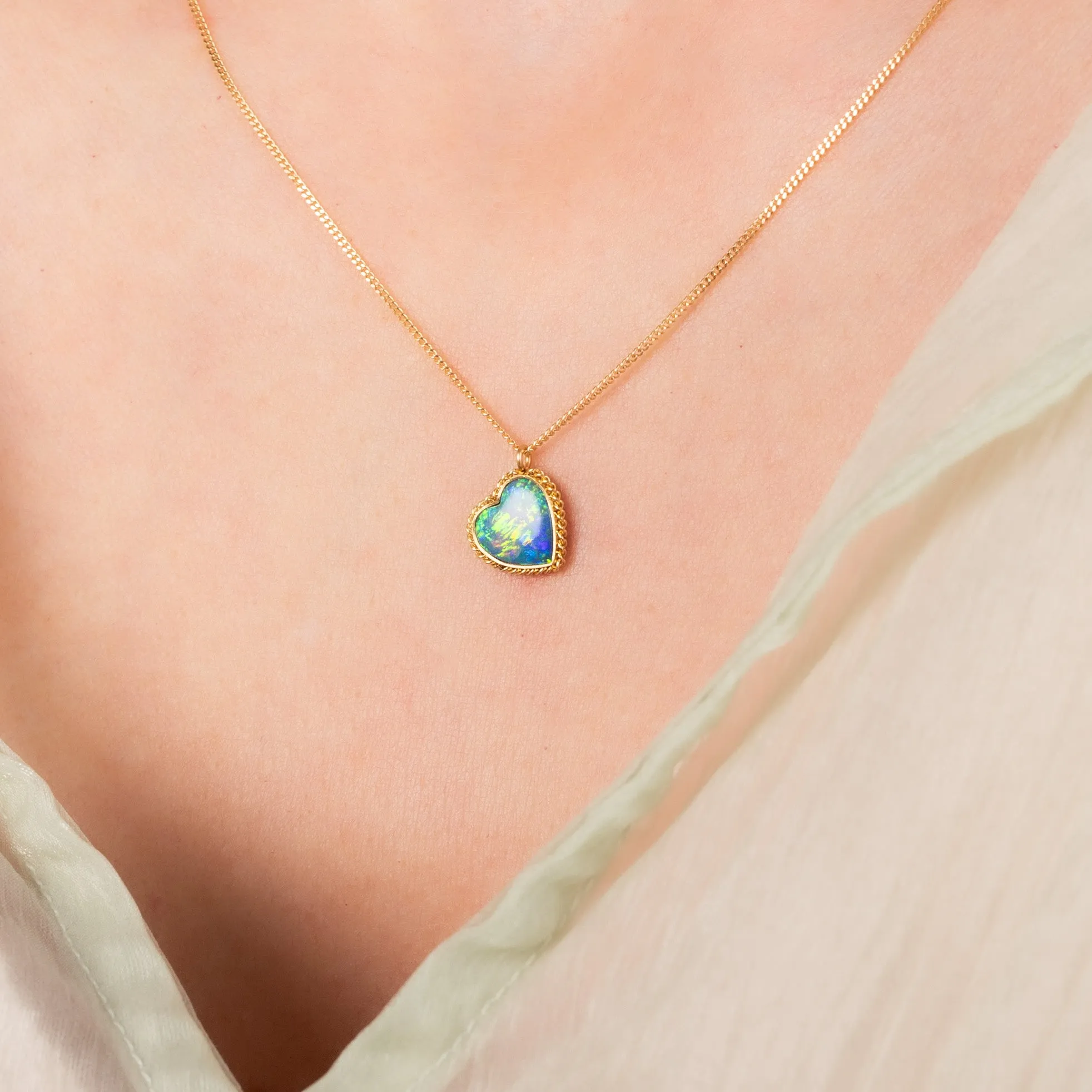 Crystal Opal Heart Necklace