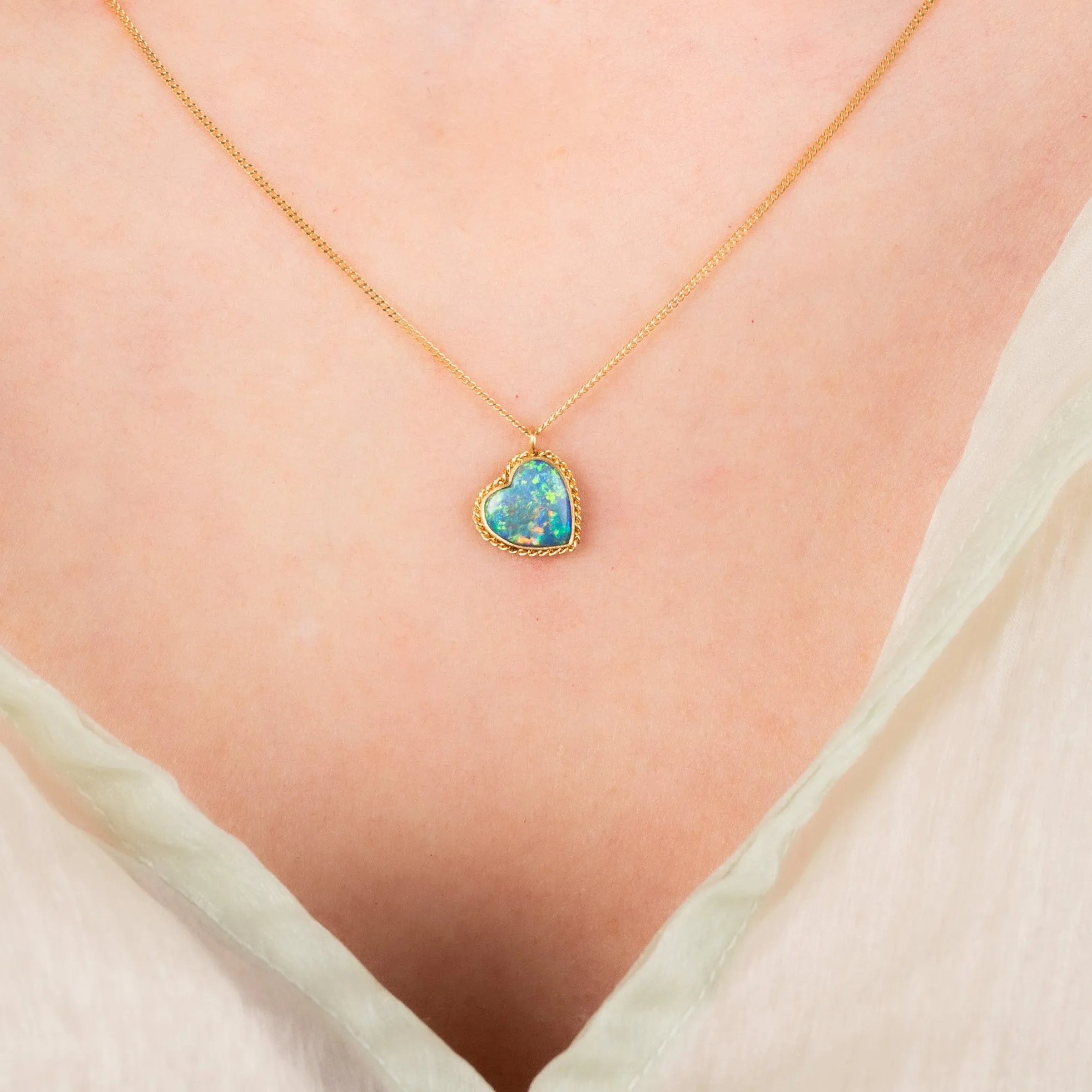 Crystal Opal Heart Necklace