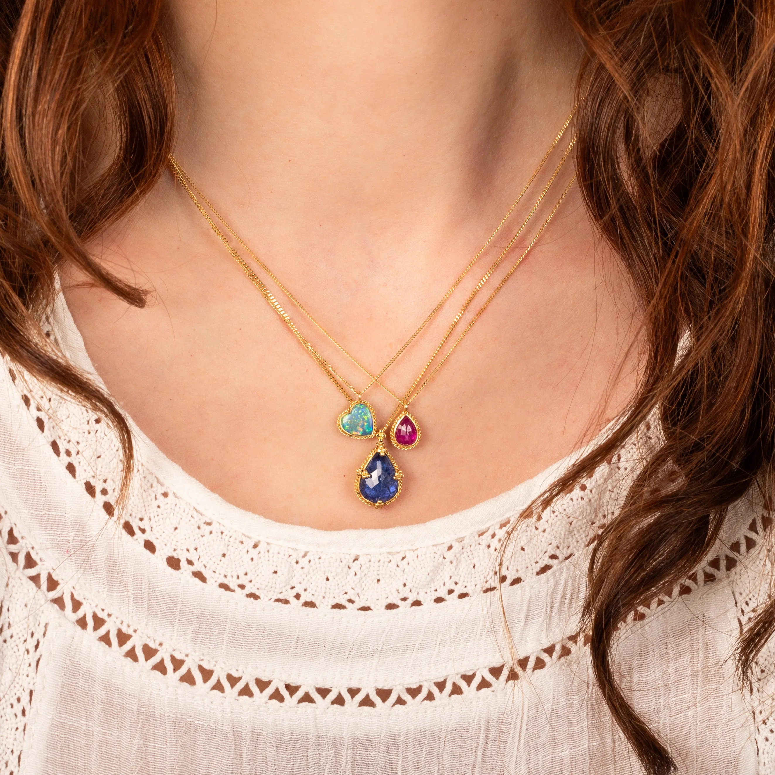 Crystal Opal Heart Necklace