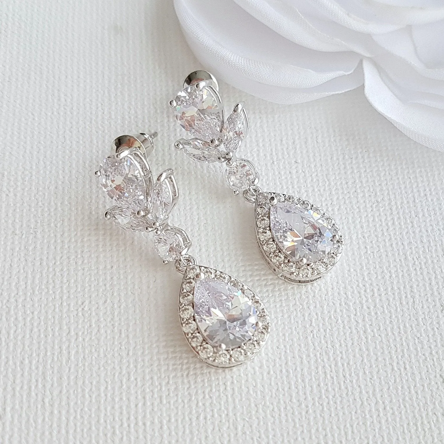 Crystal Teardrop Earrings-Emma