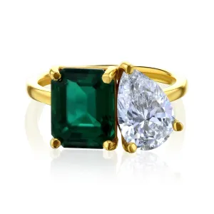 Deep Emerald & Diamond Empress Ring