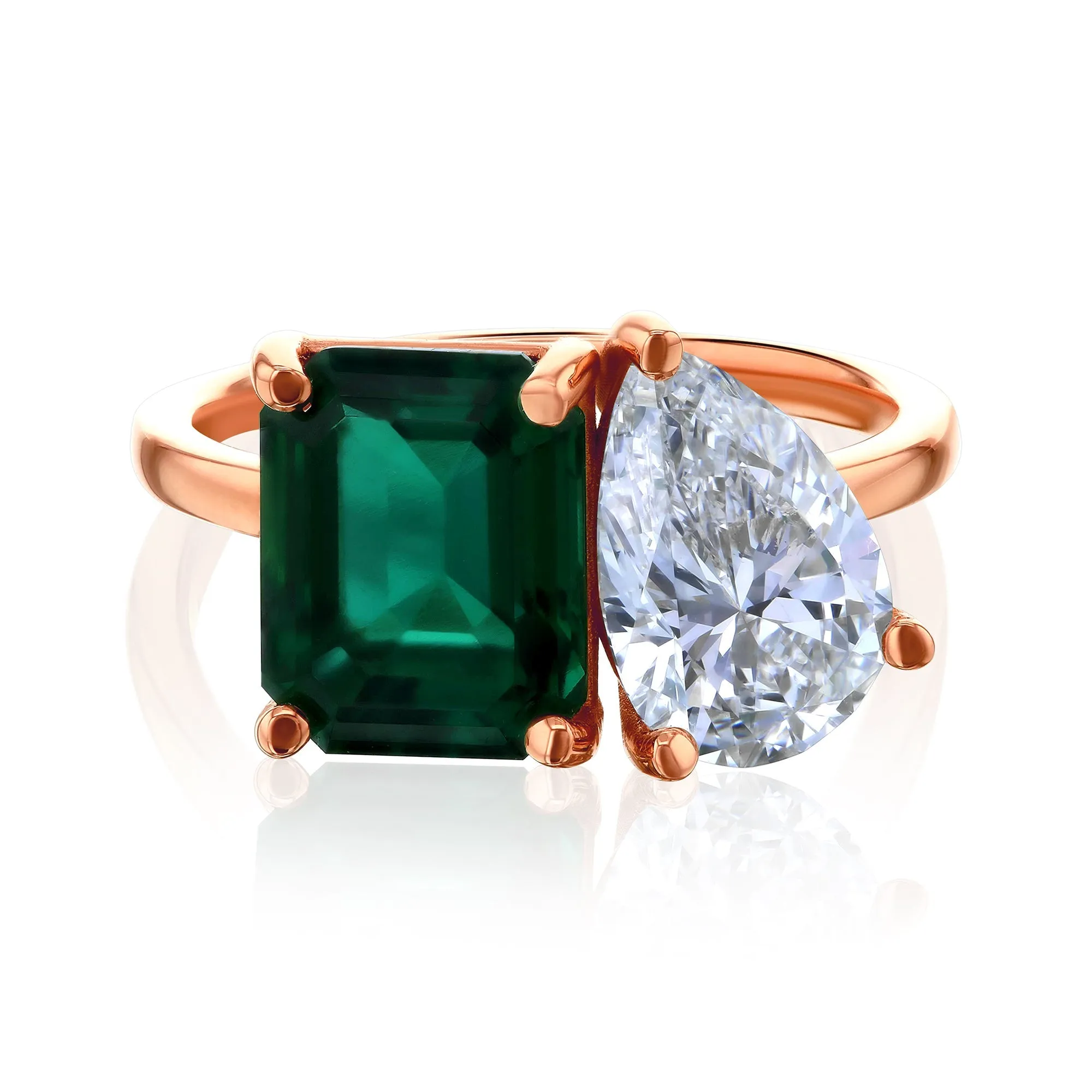 Deep Emerald & Diamond Empress Ring