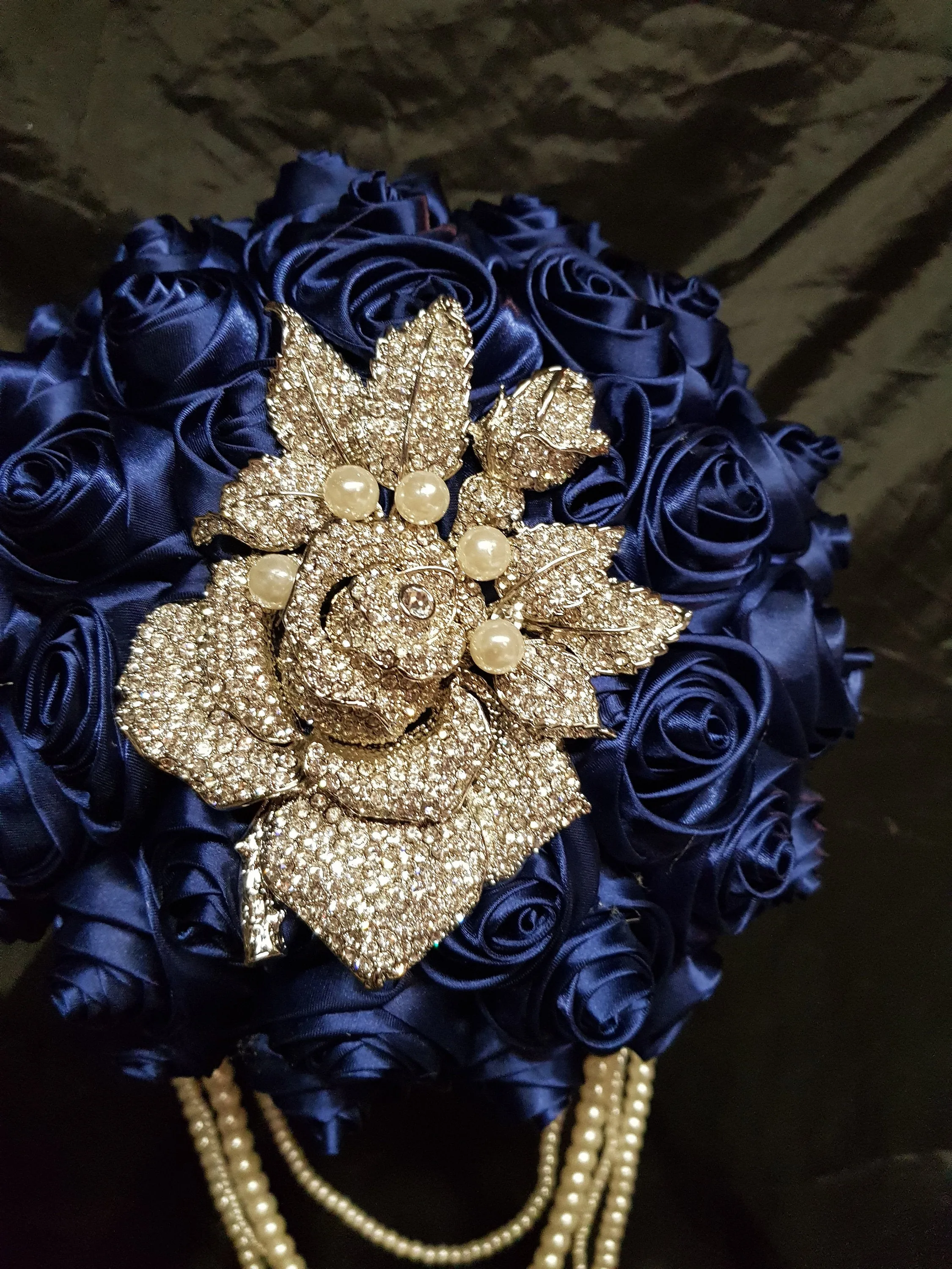 Diamante crystal ROSE Rhinestone drape bridal bouquet  - Fully personalised in many colours