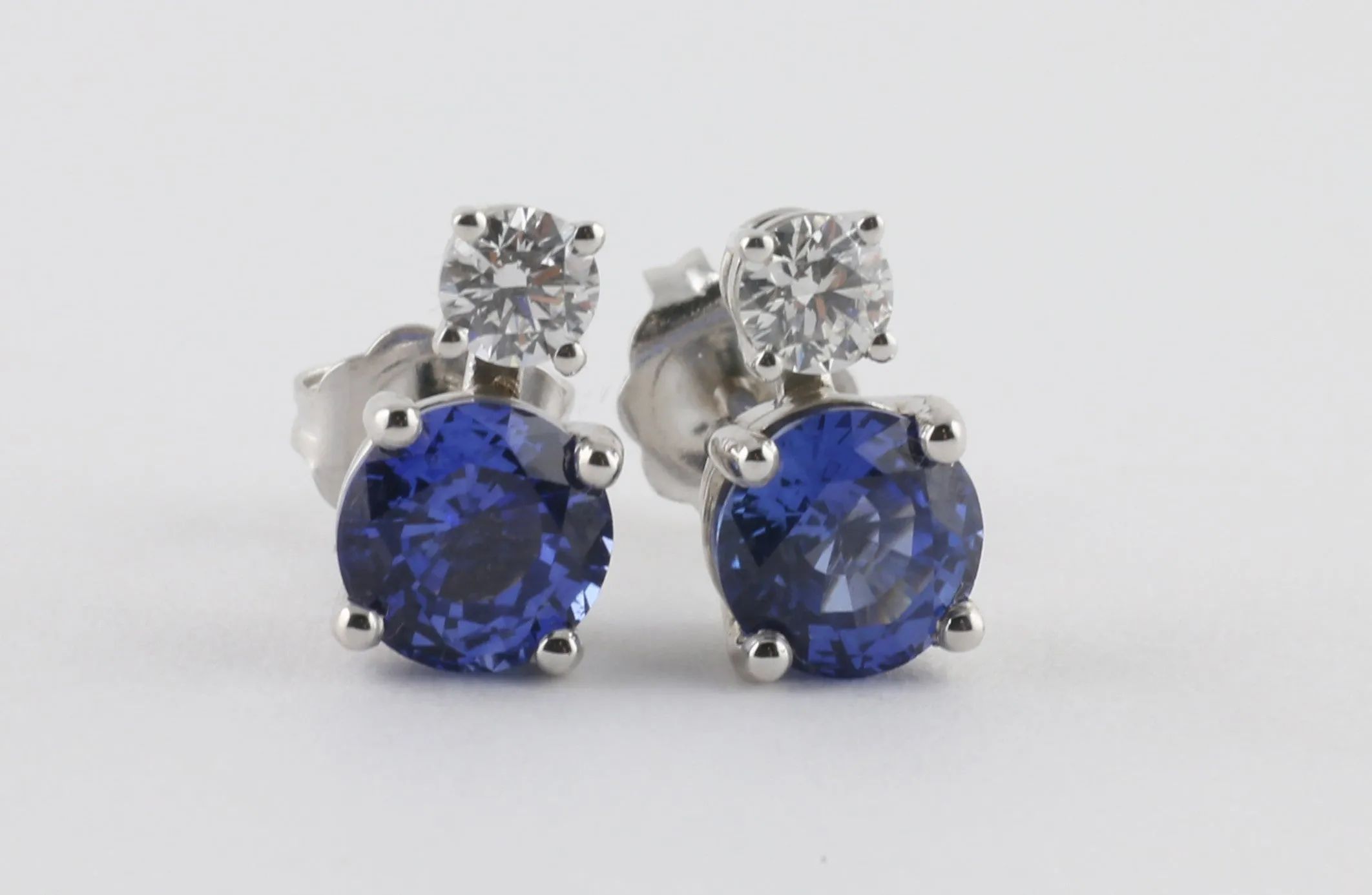 Diamond Topped Sapphire Studs