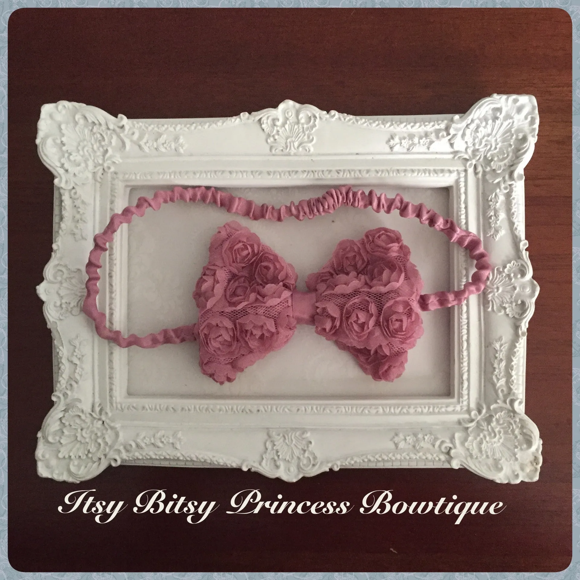 Dusty pink Rose Bow headband