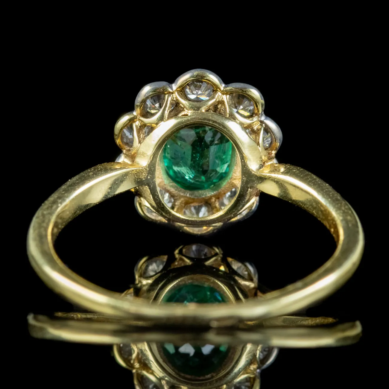 Edwardian Style Emerald Diamond Cluster Ring 0.75ct Emerald