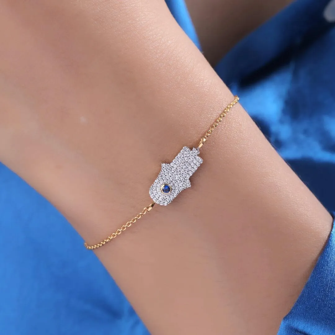 Ehana Hamsa Evil Eye Silver Loose Bracelet | 22KT Gold Vermeil