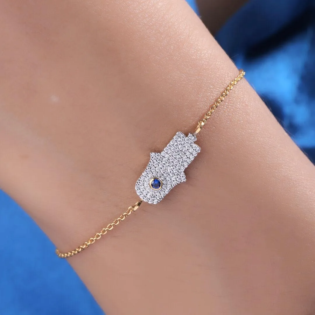 Ehana Hamsa Evil Eye Silver Loose Bracelet | 22KT Gold Vermeil