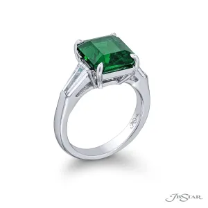 Emerald & Diamond Three Stone Ring