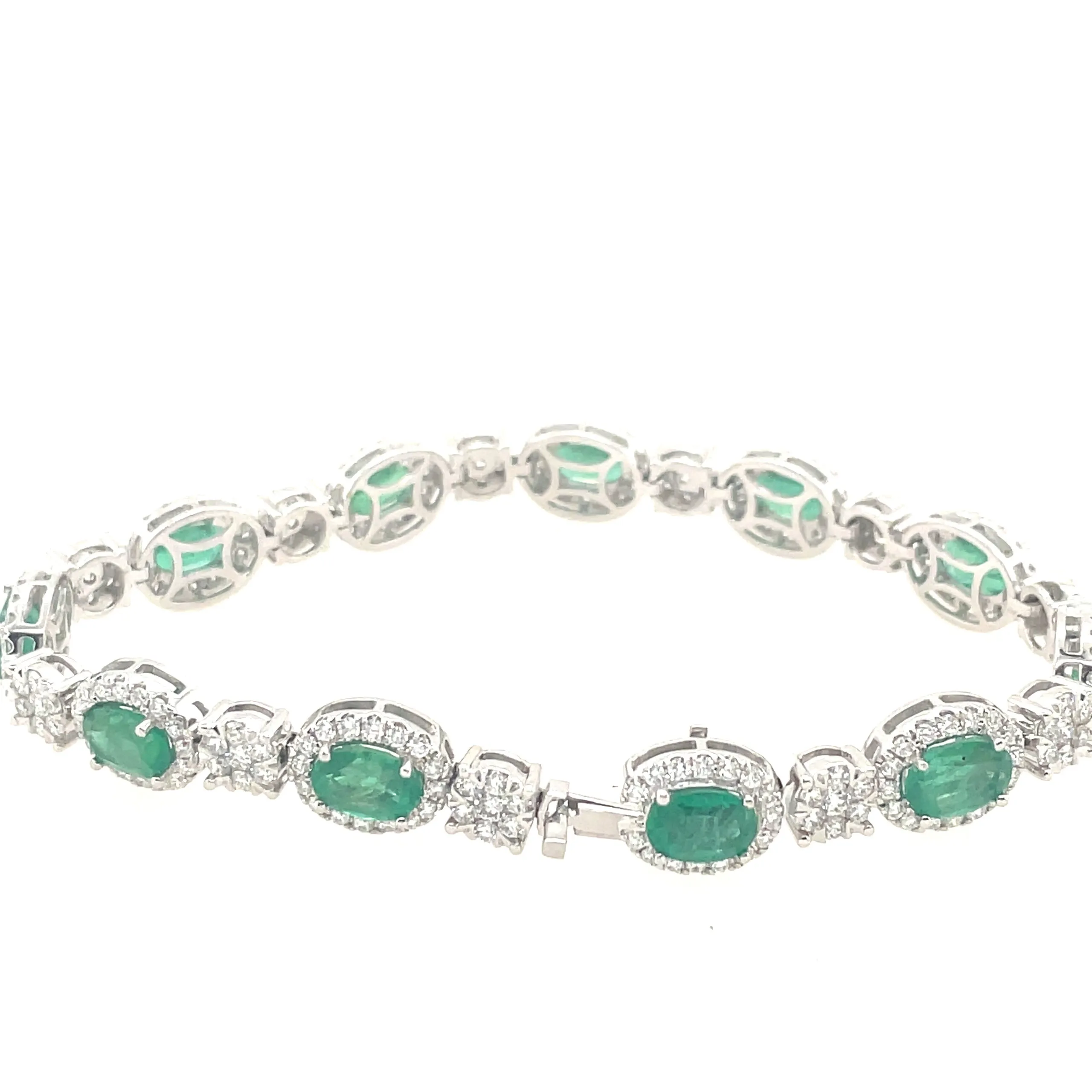 Emerald and Diamond Halo Bracelet