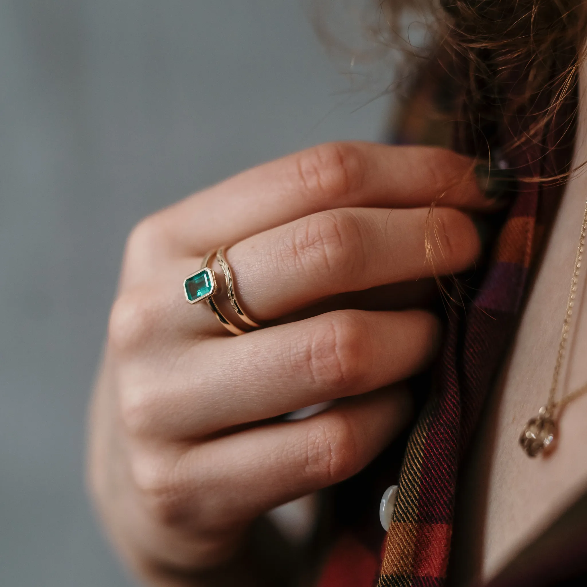 Emerald Bezel Ring In Gold