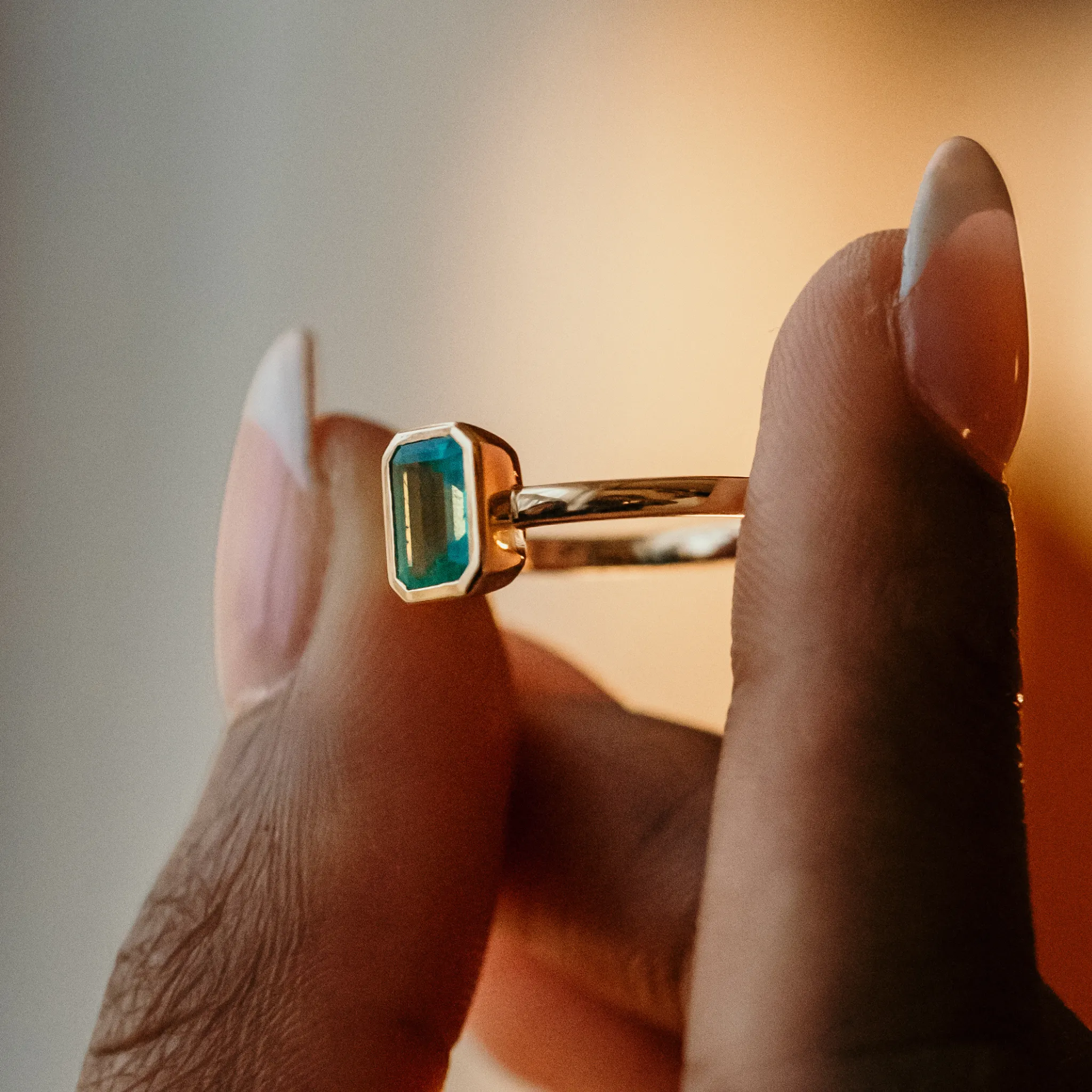 Emerald Bezel Ring In Gold