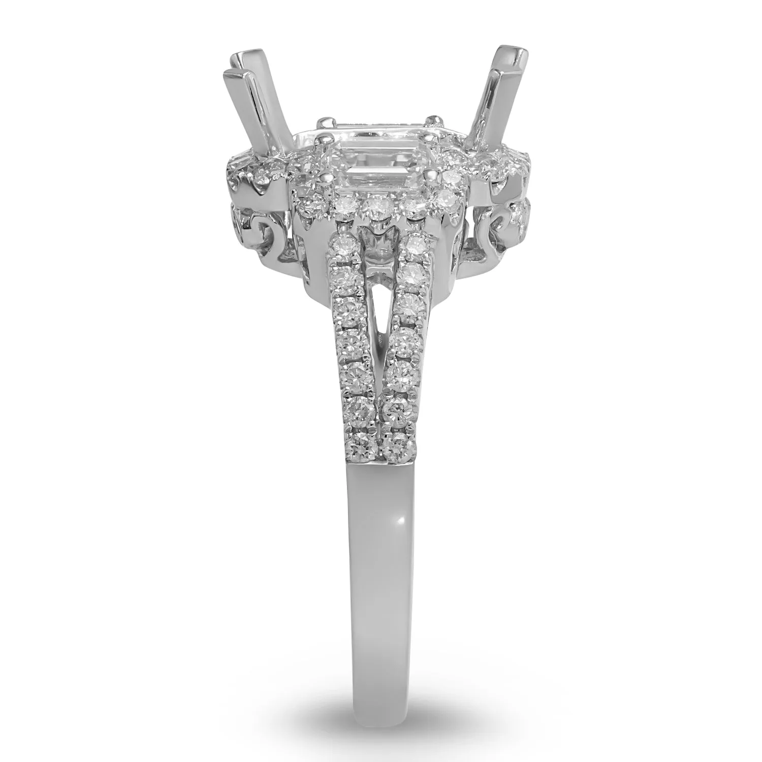 Emerald-cut Diamond Semi-mount Ring