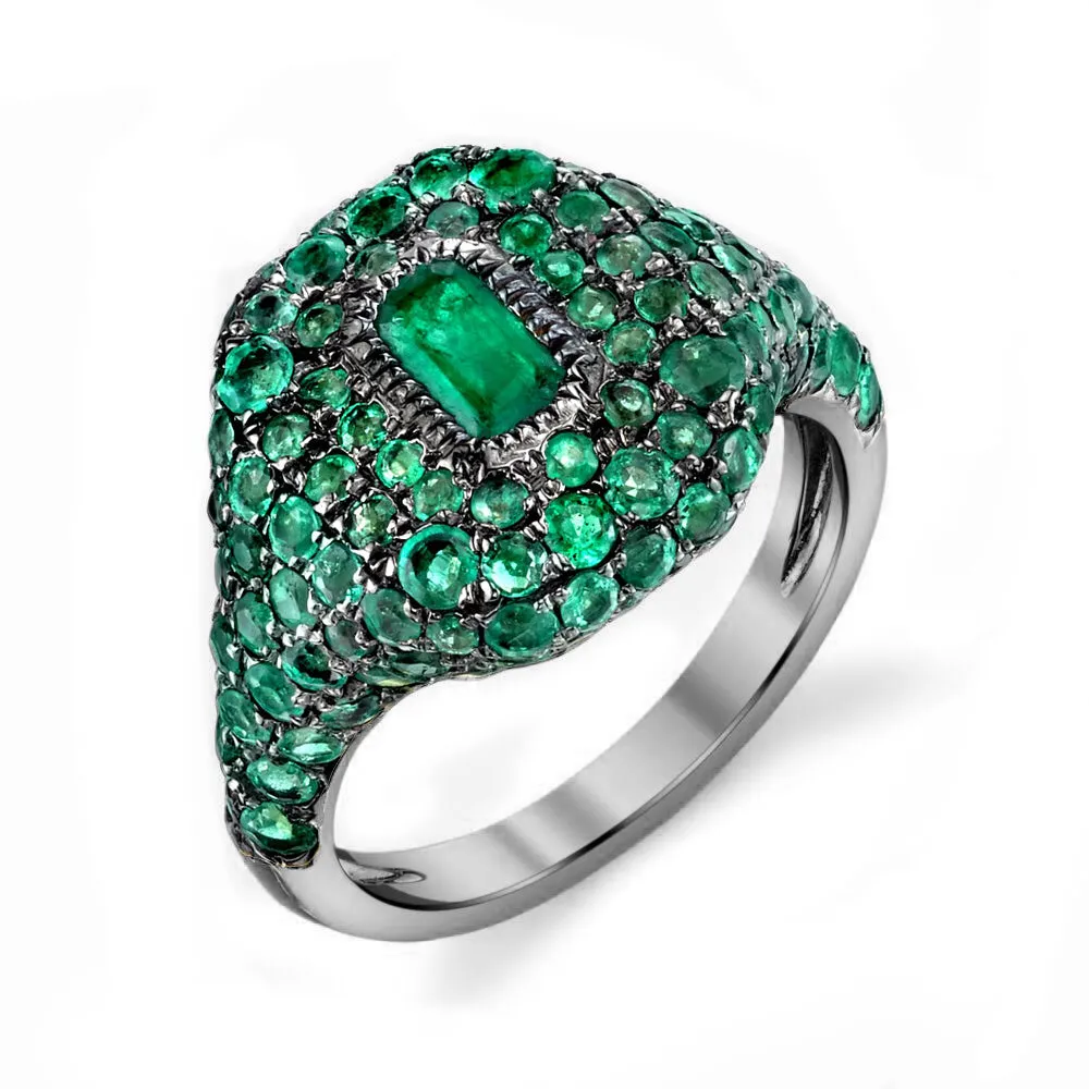 EMERALD PAVE PINKY RING