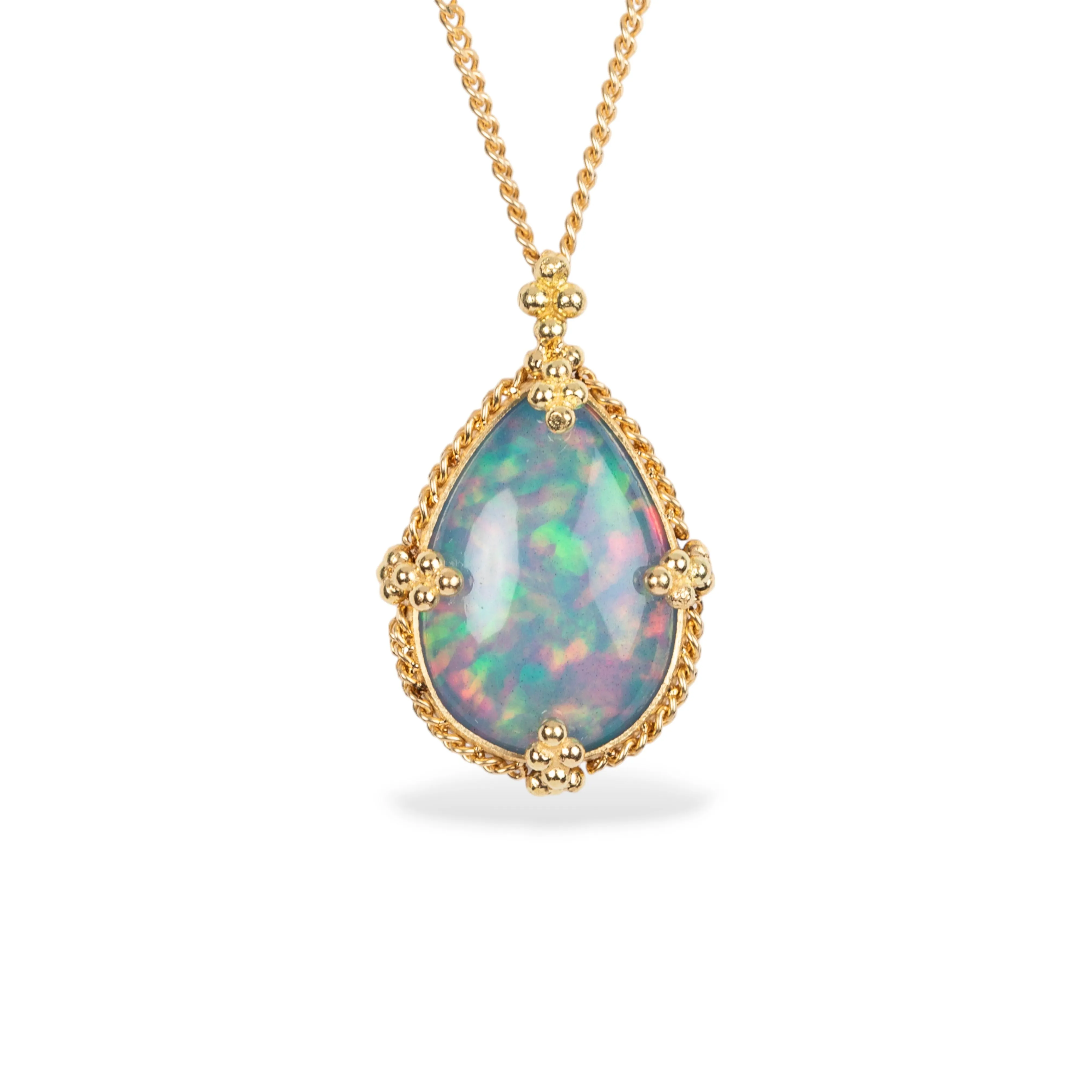 Ethiopian Opal Teardrop Necklace