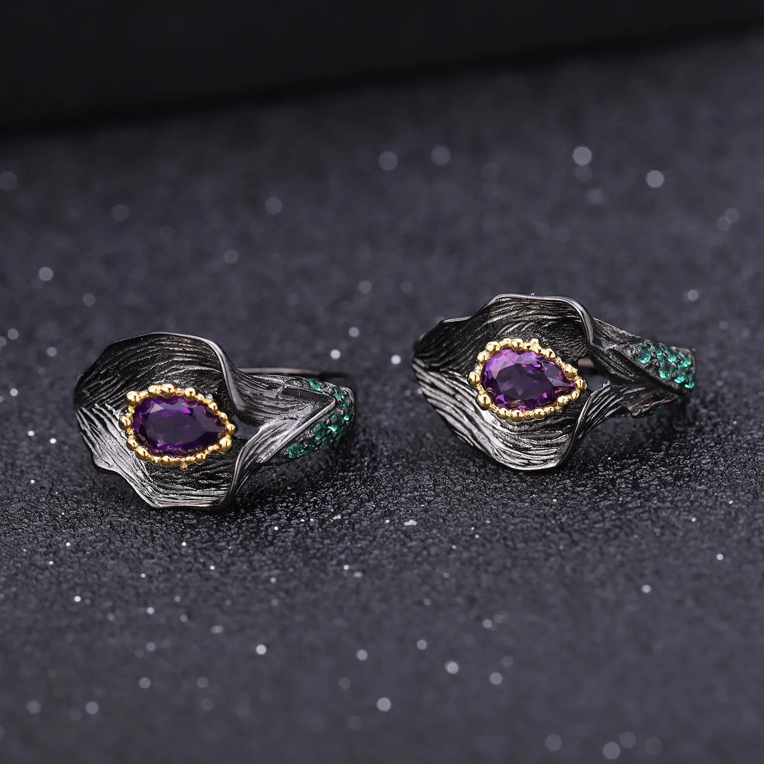 Exquisite Flower Shape, High Grade- Amethyst Suit Craft 925 Silver Plated