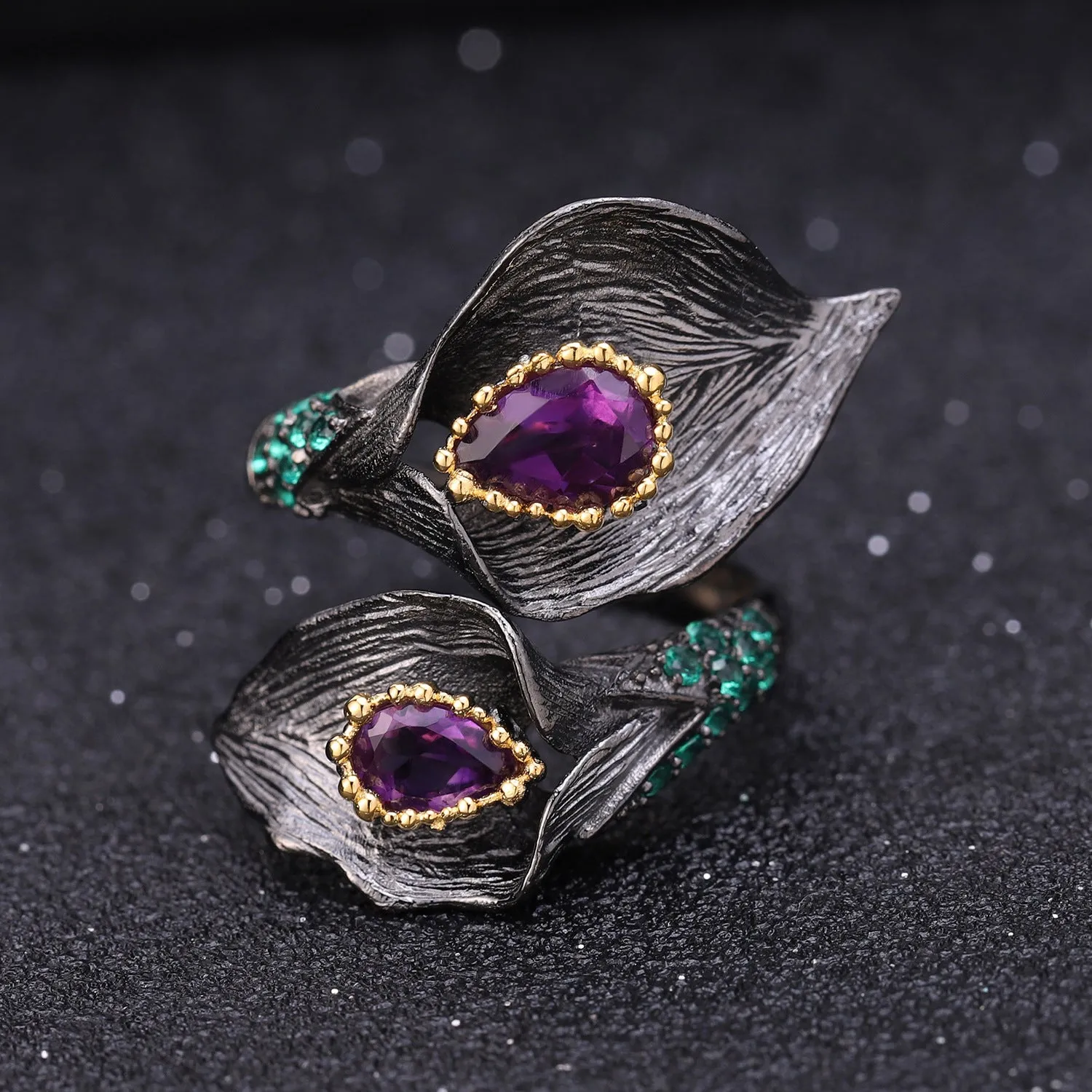 Exquisite Flower Shape, High Grade- Amethyst Suit Craft 925 Silver Plated