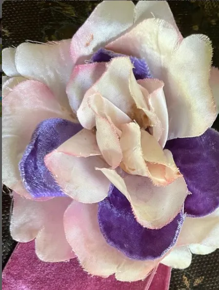 FLOWER ONLY Early Velvet Purple and Pink Beautiful Antique Flower