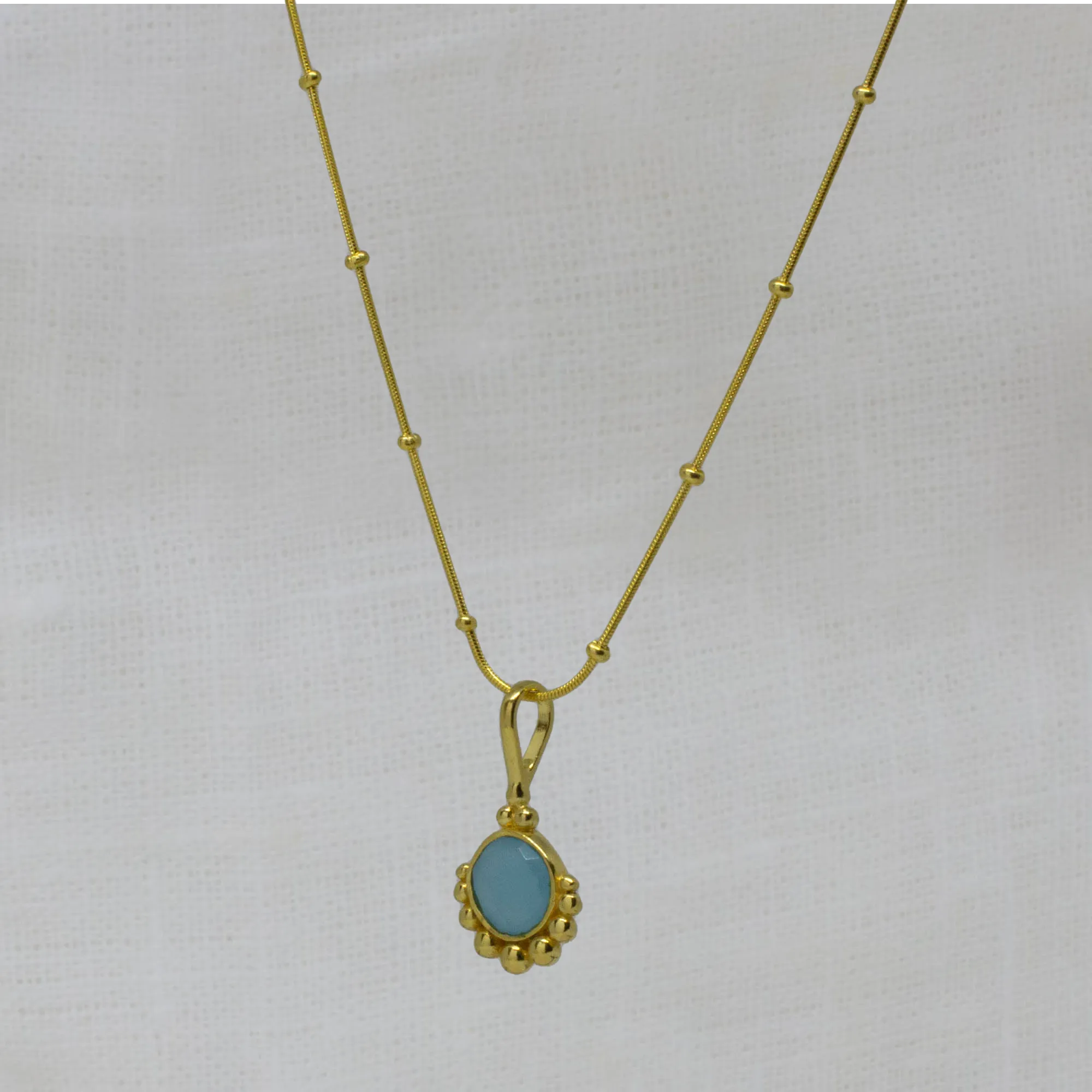 Gemstone Gold Dot Pendant Necklace